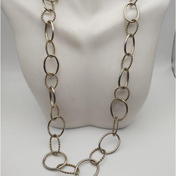 Circle link high fashion necklace w toggle clasp‎ closure - Picture 1 of 3